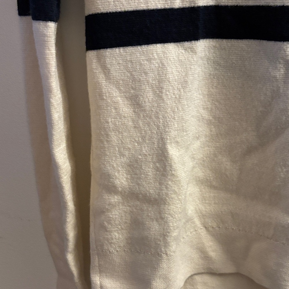 J. Crew Women's Navy and Cream Striped Sweater - Picture 3 of 4